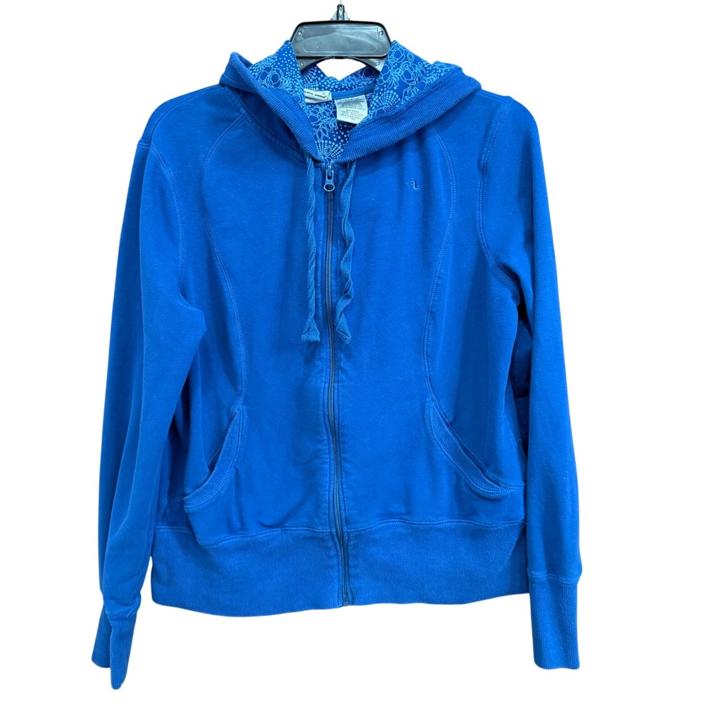 Athletic Works Blue Ocean Full Zip Hoodie Floral Lined Hood L/G (12/14)